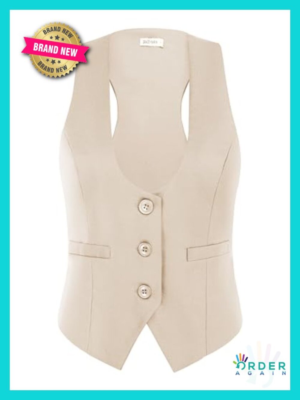 Women's Suit Vest Top Sleeveless Button Waistcoat Dressy Casual Work Office